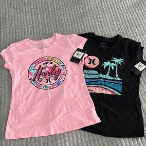 Hurley Kids' Pink and Black Graphic Tees